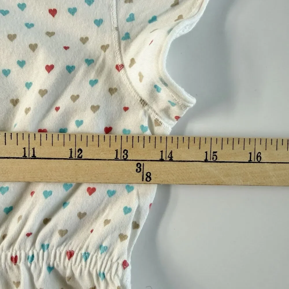 Vintage TOMMY HILFIGER Babydoll Knit Crew Top Girl's Size L White w/Hearts Y2K